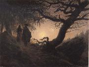 Caspar David Friedrich Man and Woman contemplating the Moon Sweden oil painting artist